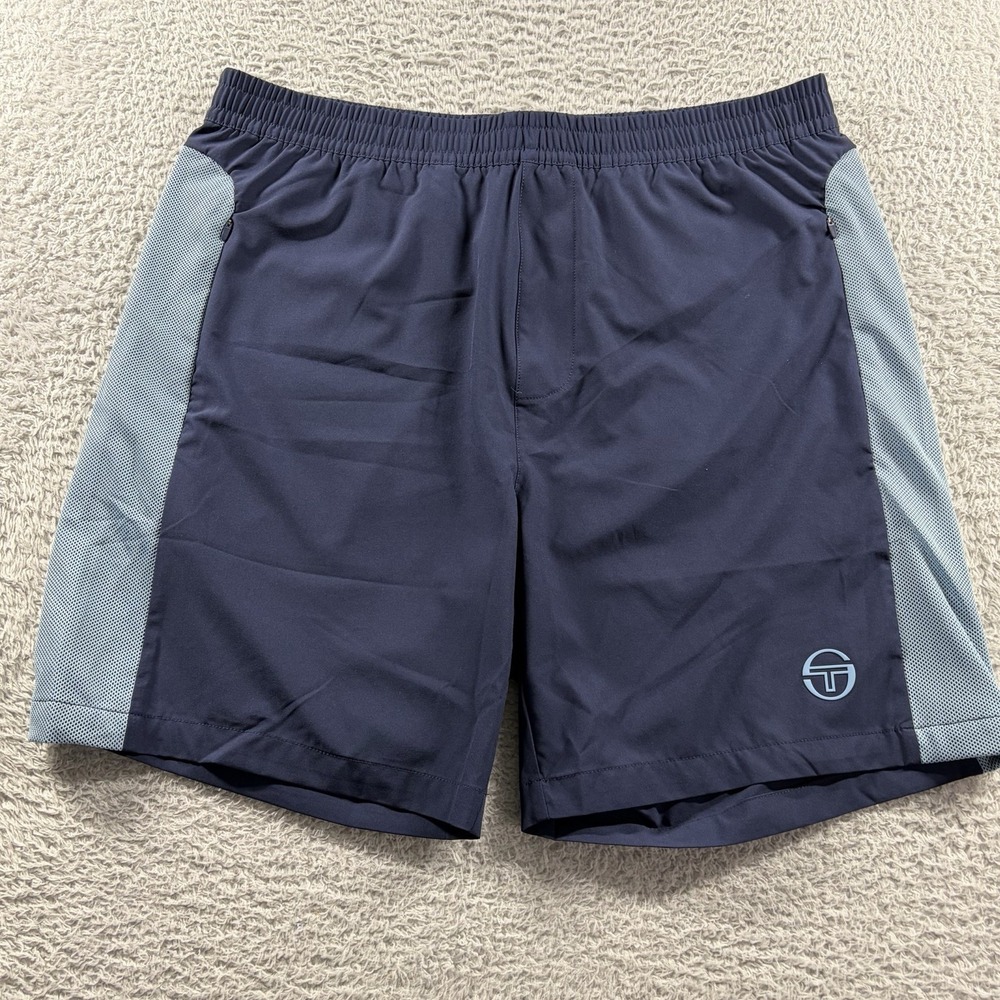 Sergio Tacchini Elio Performance Shorts Mens Large Blue Vented Mesh Tennis NWT
